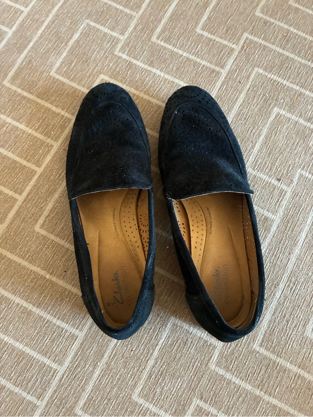 Clarks Black Suede Slip-On Loafers